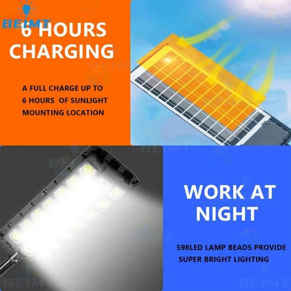 New LED Strong Light Street Light Three Row COB Solar Lights Balcony Induction Light Garage Remote Control Light Outdoor Courtyard Garden Lighting