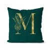 45x45cm Oro 26 Lettere Verde Federa Foglia Fiore Pianta Soggiorno Divano Ufficio Copricuscino Decorazione Casa