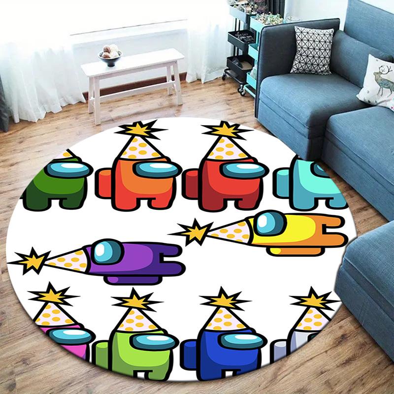 Among Us Round Area Rug,Carpet Rug for Living Room Bedroom Sofa Playroom Decor,Non-slip Floor Mat