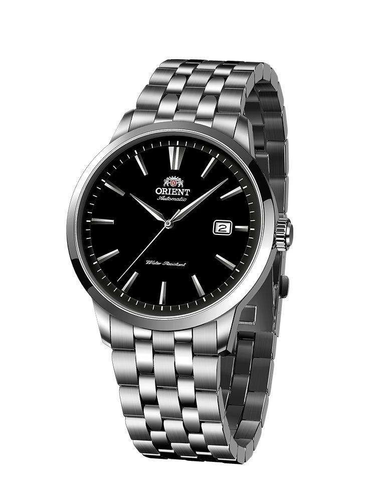 ORIENT Mechanische Herrenuhr Vollautomatisch Wasserdicht Mechanische Uhr, Stahlband Schwarzes Zifferblatt RA-AC0F01B10B