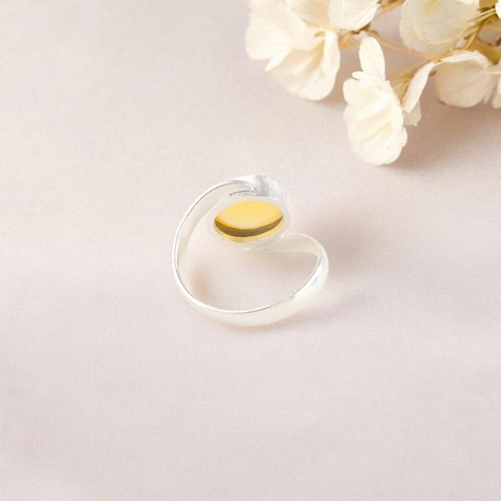 Rare Yellow Cat's Eye Gemstone 925 Sterling Silver Jewelry Handmade Women Ring RR-53-40