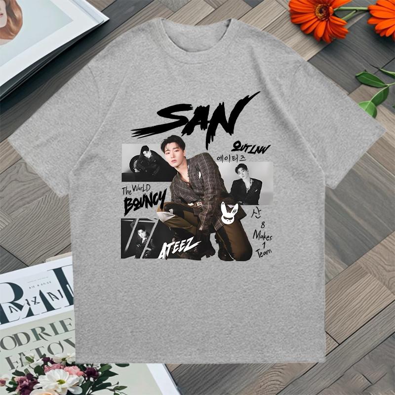 Fashion Summer 2026 Ateez World Tour Graphic Printed Oversized Tshirt Crew Neck 100 Cotton Short Sleeve Tshirts Unisex Tops