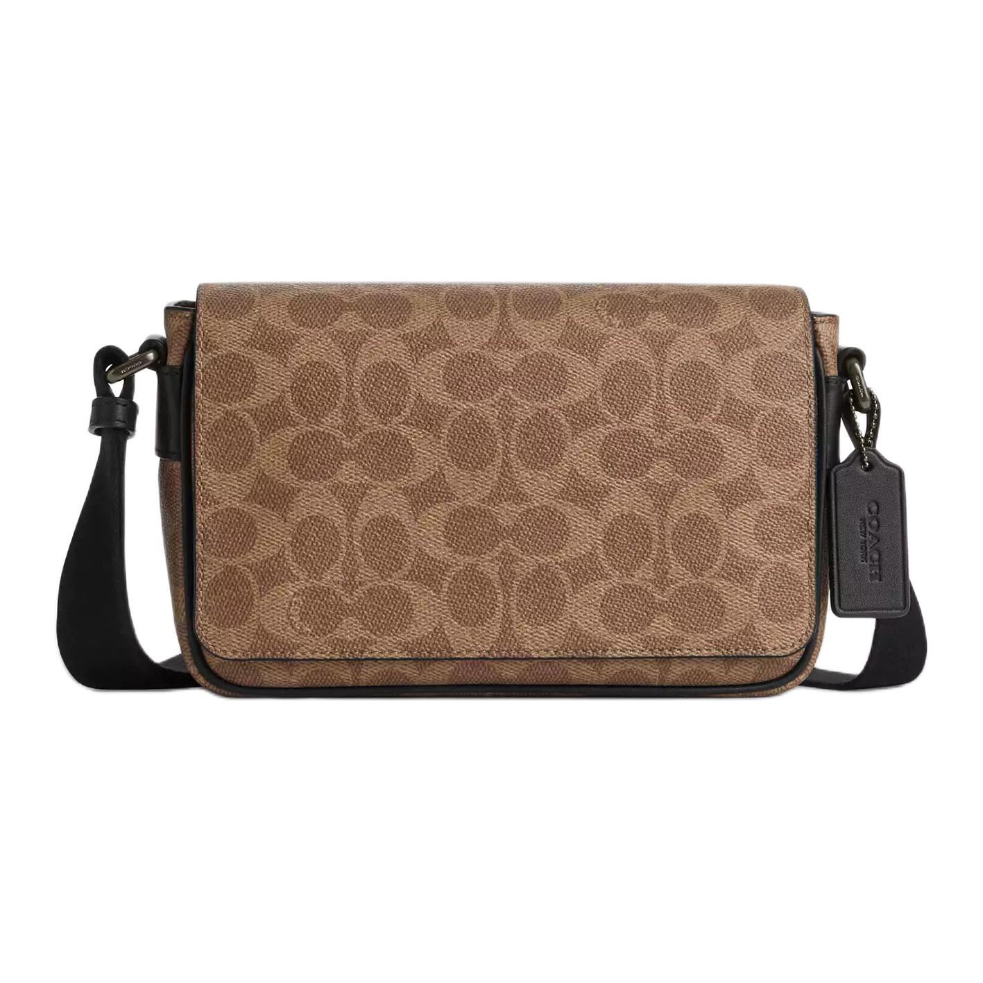 

Coach Jack Small Flap Bag Coated Canvas Crossbody Women bags Brown Black CDZ95-QBNRX Basic Set (Bag+Dust Bag)
