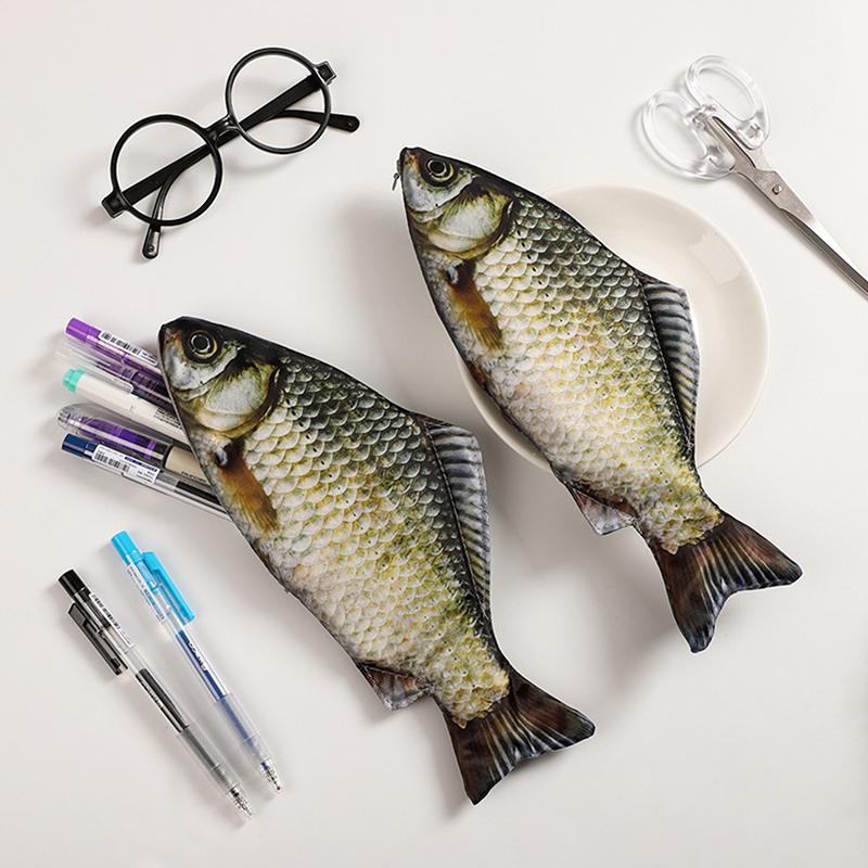 Creative Funny Fiskeformet Pennepose Penner Crucian Carp Blyanthus Morsom Student Skrivesaker Rekvisita Oppbevaringspenner Arrangør