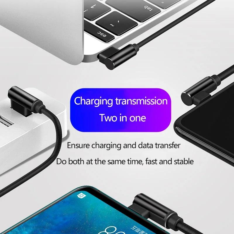 5A USB Type C Cable 90 Degree Elbow 40W Fast Charging USB C Cable USB Type C Charger Data Wire for iPhone Samsung Xiaomi Huawei