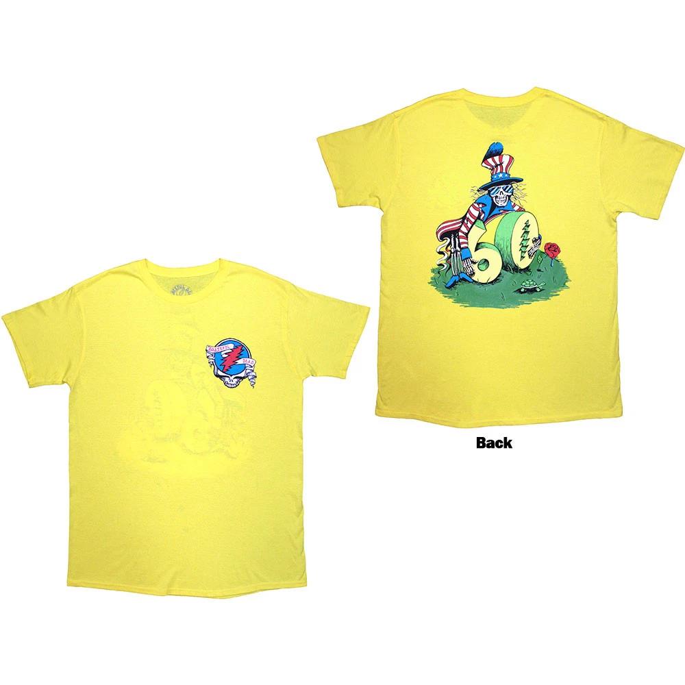Grateful Dead Unisex T-Shirt: Rose Pose Yellow (Back Print) (Large) 2XL