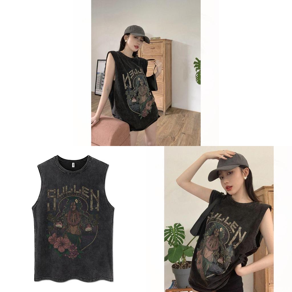 Polyester Sleeveless T Shirt With Graphic Design For Summer Casual Outfits Womens Style