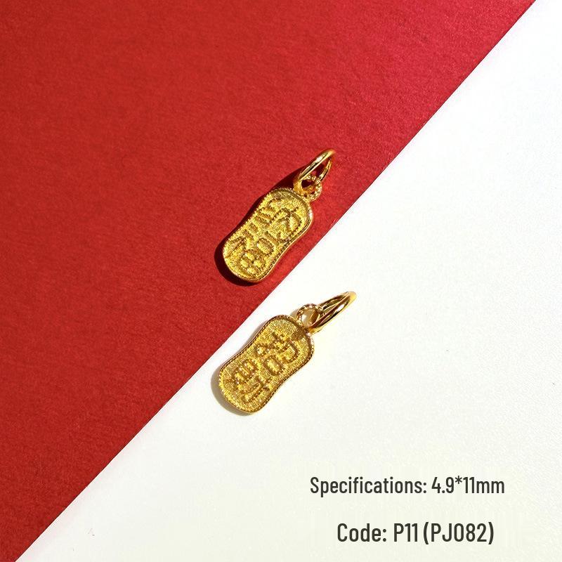 Copper-Plated 24K Gold Engraved Diliu Yi Fan Feng Shun Pendant: Auspicious Words, Handmade DIY Bracelet Accessory, Colorfast.