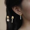 Asymmetric Baroque Pearl Drop Earrings Irregular Gold Metal Stud Earrings