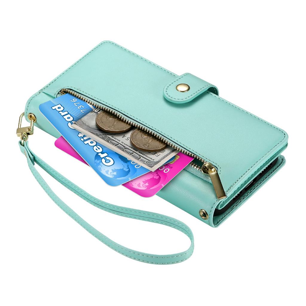 DF-011 For Honor 400 Lite 5G Case Zipper Pocket Wallet Leather Phone Cover with Straps