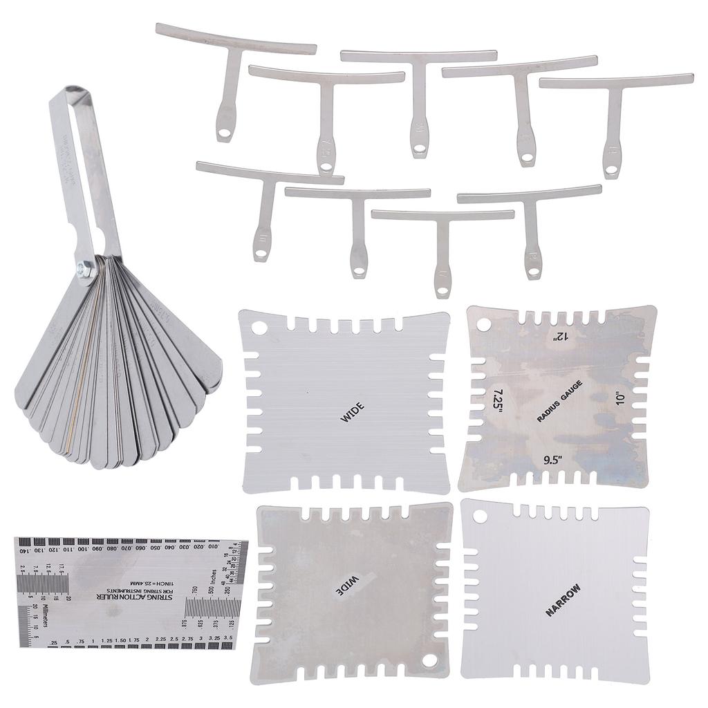 Guitar Measuring Set String Distance Height Radian Ruler Stainless Steel Gauge ToolsSilver