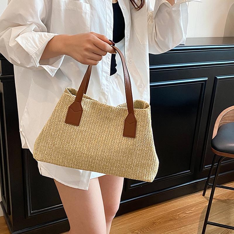 Yogodlns Straw Woven Women's Beach Handbag Luxury Designer Handmade Large Capacity Top Handle Summer Bag