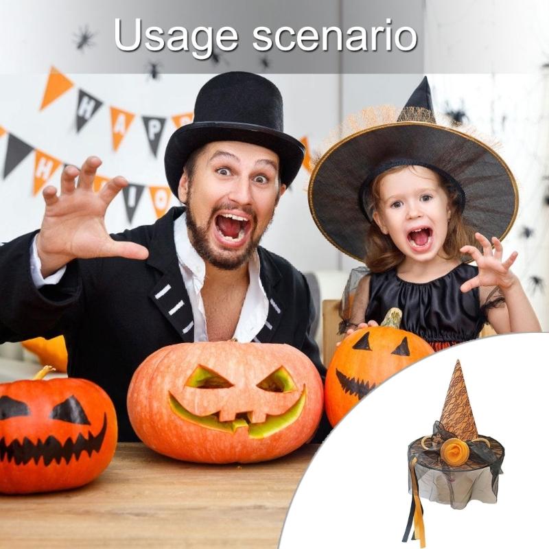 Halloween Witch Hat 33cm High Pointed Wizard Hat Witch Cosplay Hat for Women Halloween Cosplay Witch Cosplay Accessory