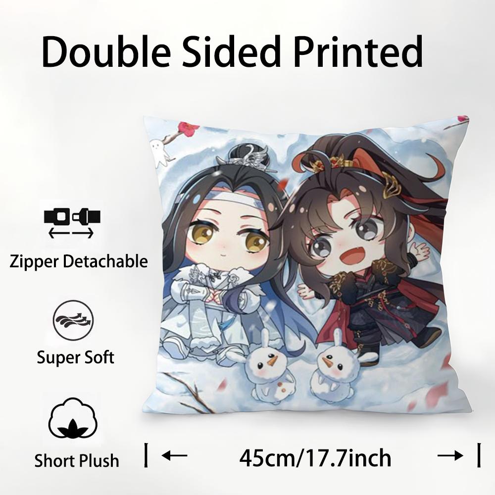 M-Mo D-Dao Z-Zu S-Shi Pillow Case Plush Fabric Soft Double Sided Print Sofa Cushion Cover Throw Pillow Covers