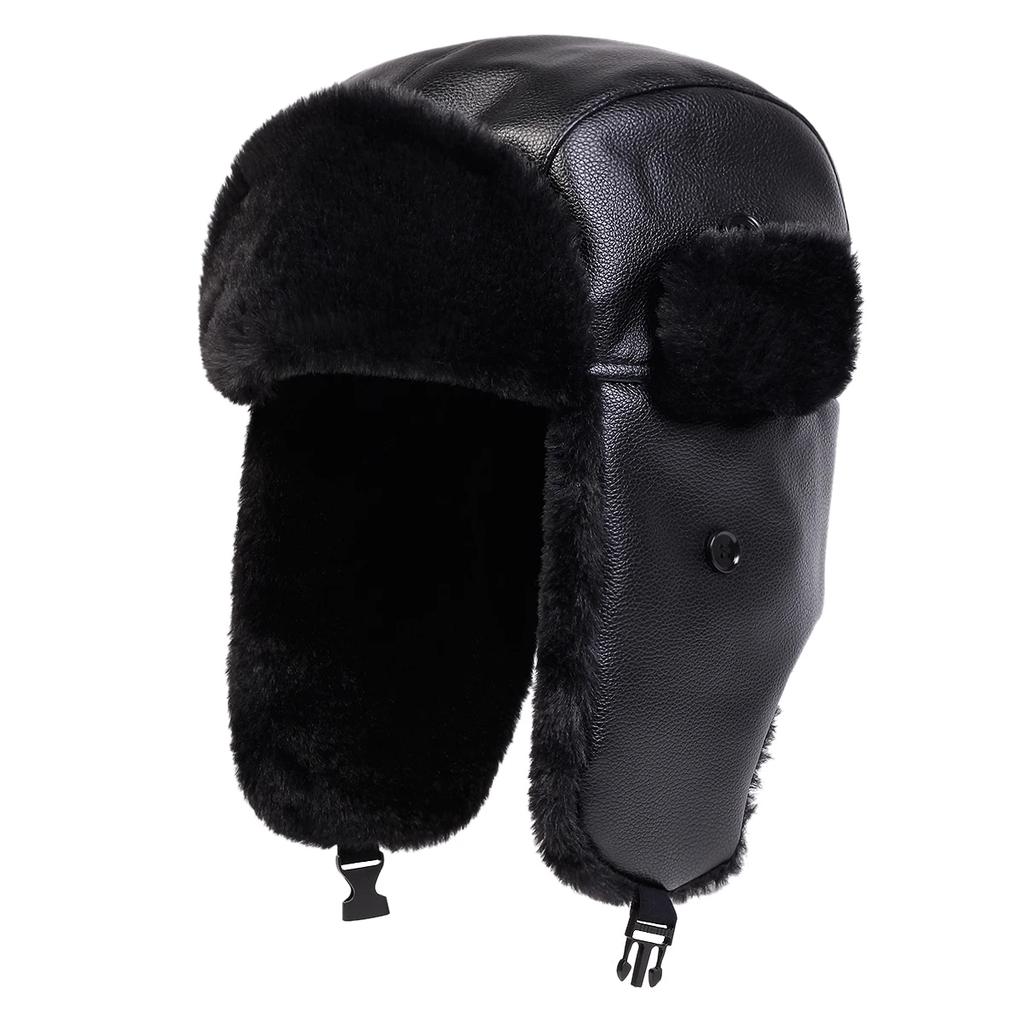 For Men Women Gender Neutral Pu Lei Feng Hat Winter Earflap Hat Keep Warm Ski Hat Bomber Hat For Outdoor Riding Snow Activities