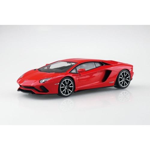 Aoshima Bunka Kyozai 1/32 Scale Rakupla Snap Kit No.07-PR Lamborghini Aventador S Pearl Red Pre-Colored Plastic Model Kit (Automobile)