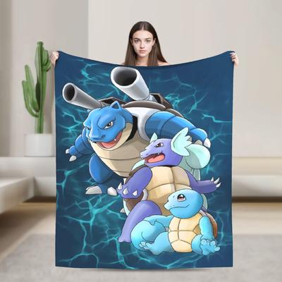 Pokemon Blastoise Blanket Quality Warm Soft  Throw Blanket Winter Kids Living Room Funny Bedspread