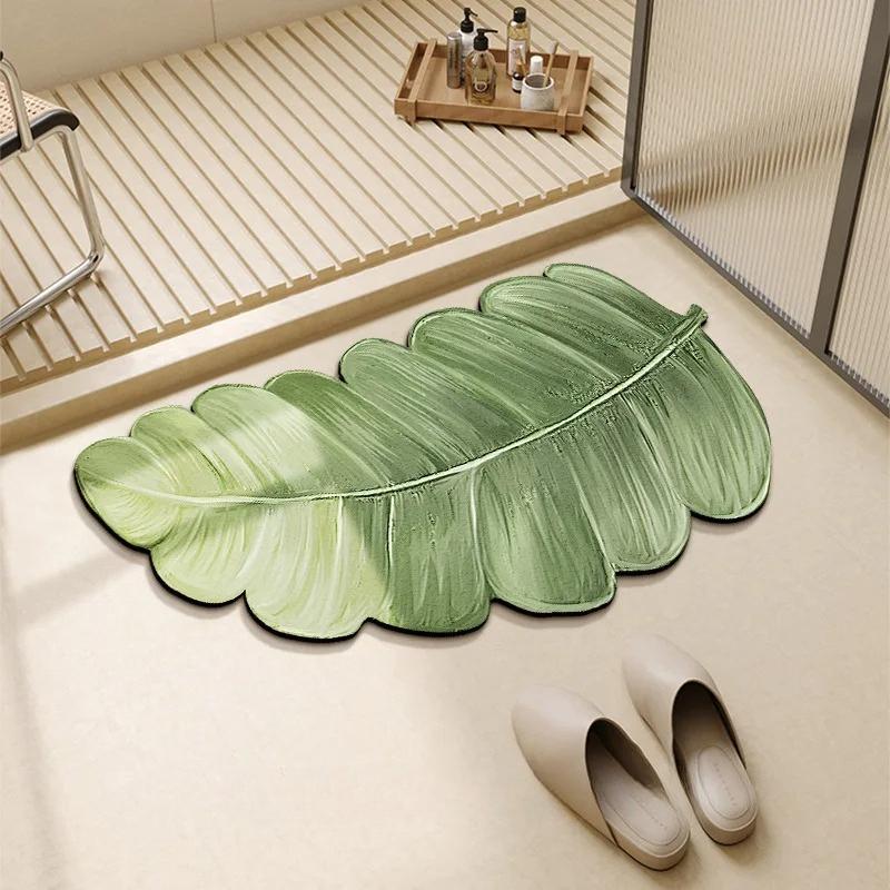 Tappetini da Pavimento per Bagno Piante Verdi Stile Ins Tappetino Assorbente per WC Tappetino per Porta Irregolare per la Casa Tappeti in Diatomea