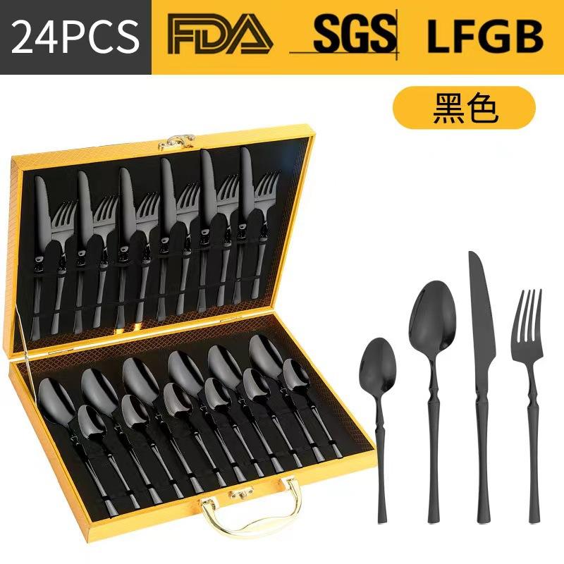 Stainless Steel Tableware 24-piece Set Small Waist Family Western Food Steak Knife, Fork and Spoon Set
