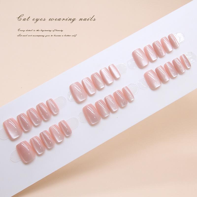 Solid color naked powder wearing nail removable ice-penetrating fake nail 30 pieces of prefabricated nail