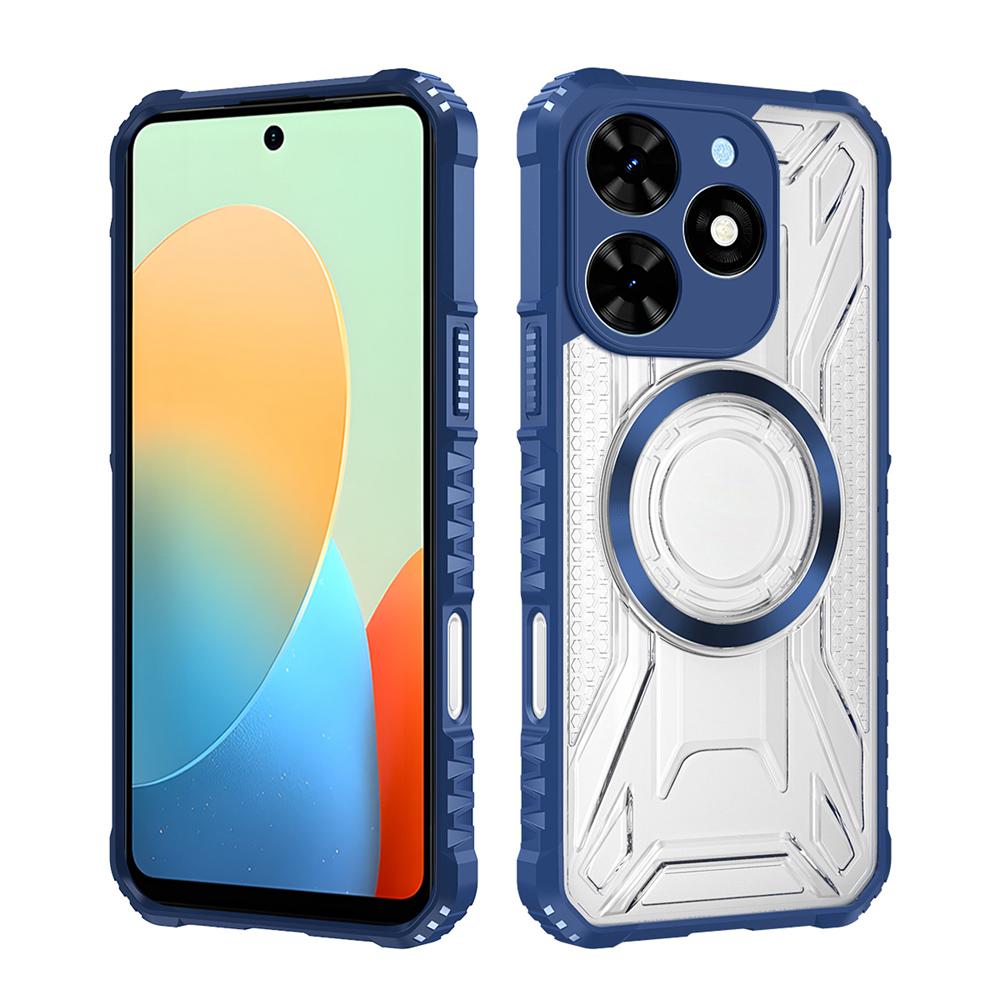 KEYSION Transparent Magnetic Case for TECNO Spark 10 Pro Soft Silicone+PC Heavy Duty Shockproof Phone Cover for Spark 10 4G 10C