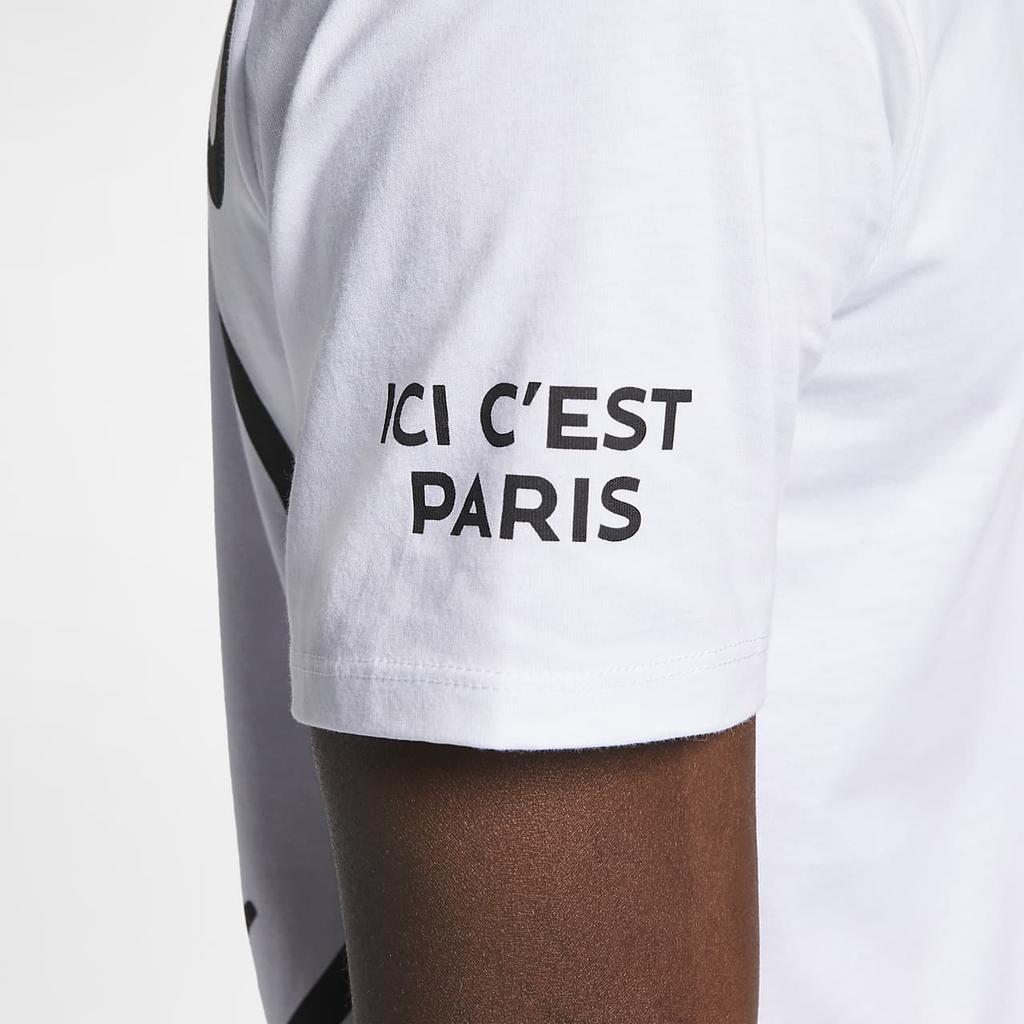 Jordan Paris Saint-Germain Printed Logo Sport Crew Neck Short Sleeve T-Shirt Men Tops White BQ4274-100