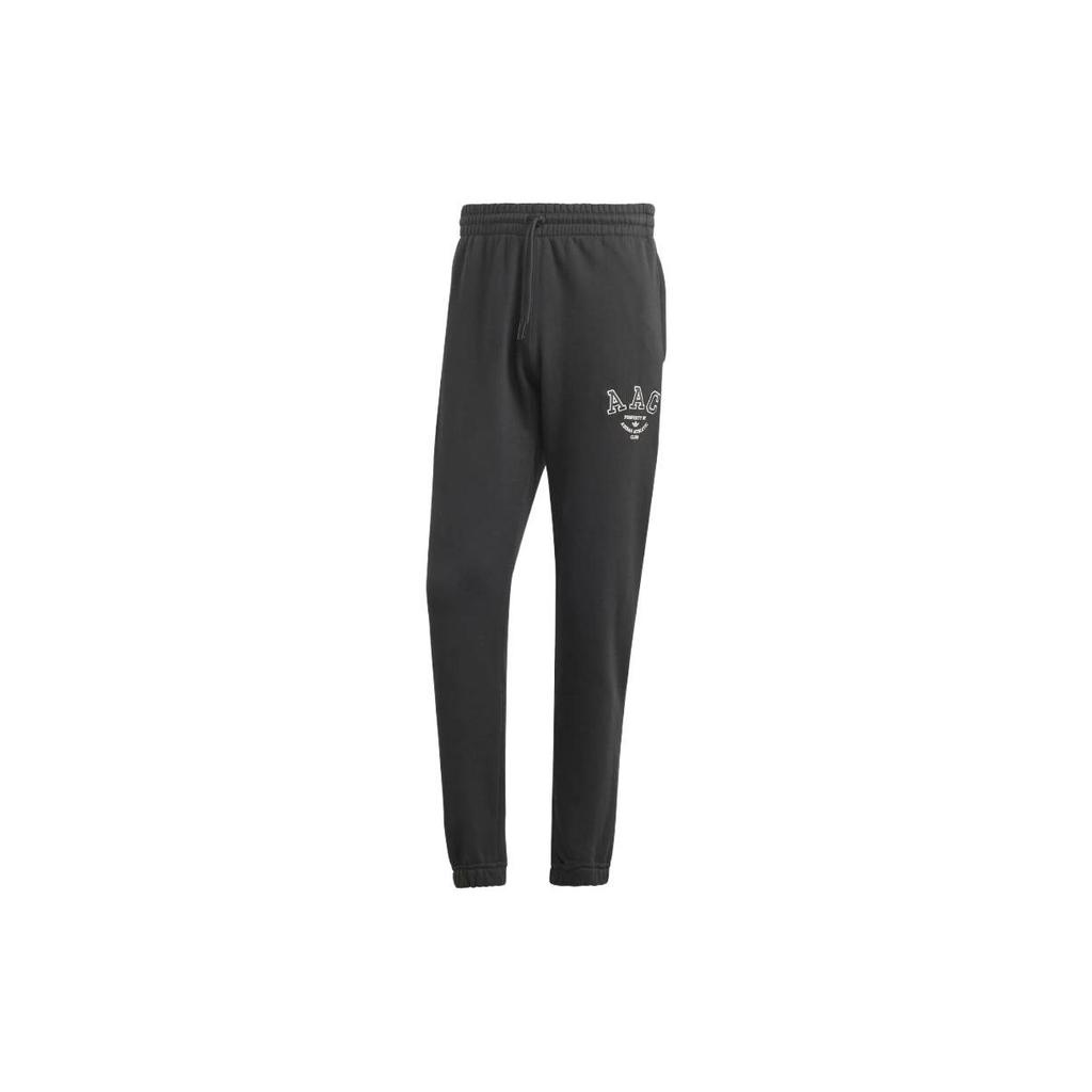 Adidas Originals Trefoil Embroidered Logo Sweatpants with Drawstring Cuffs Men Bottoms Black HZ0698