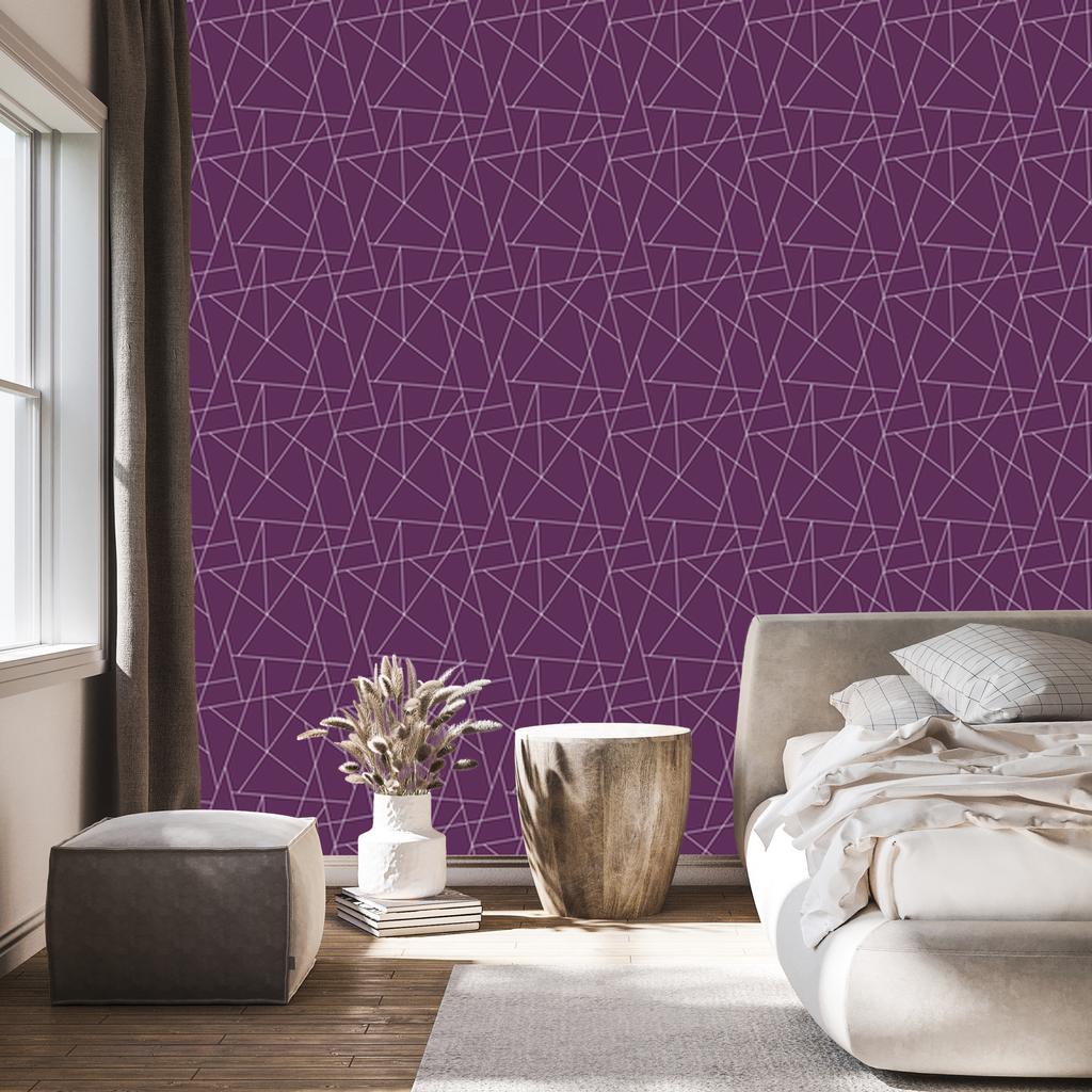 Geometric Plum and Purple Wallpaper for Living Room and Bedroom 50x1000