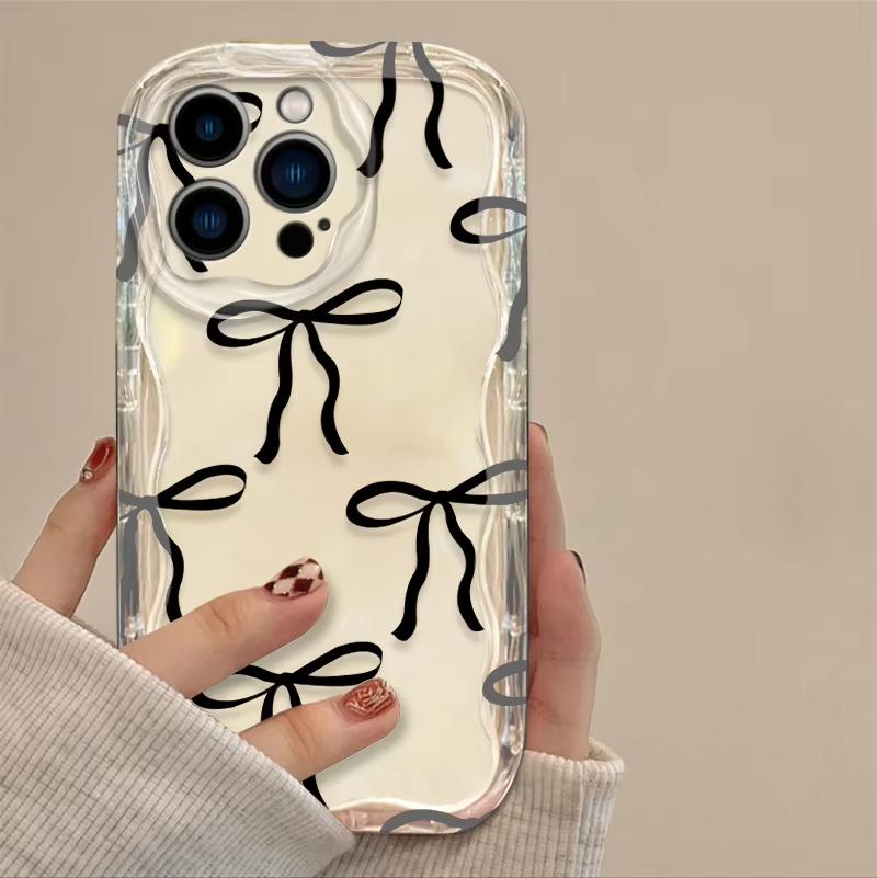 Pink Bowknot Fashion Color Phone Case for iPhone 17 16 15 14 Plus 13 12 11 Pro Max XS X XR 17 Air 16E Soft Silicone Cases Cover