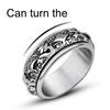 Buddhism Design Rotating Wide Finger Ring Man Charm Jewelry Decoration Gift
