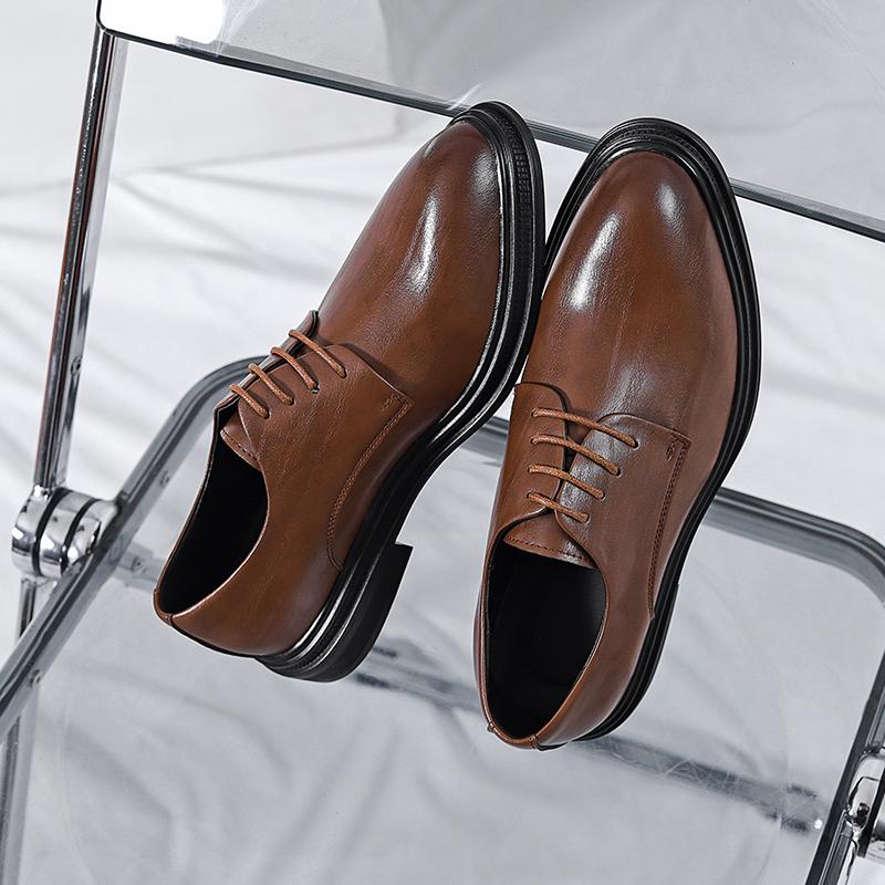 Fashion New Classic Mens Oxford Dress Shoes Black Gray Brown Genuine Leather Calfskin Men's Shoes Handmade Lace Up Formal Wedding Shoes
