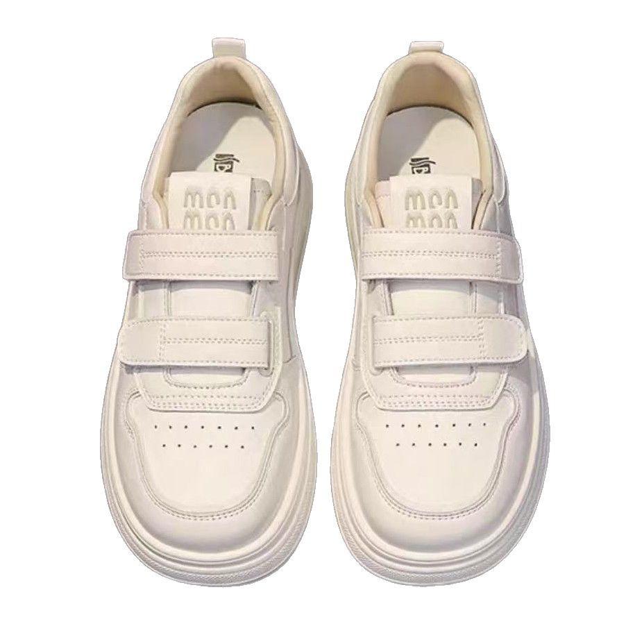 2025 New Spring Thick-soled Velcro Heightening Little White Shoes Women's Shoes Sports Shoes Women's Flow Versatile Casual Shoes