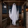 Swinging Ghost Light Halloween Decoration, Large Hanging Swing with LED String Lights, Button Battery Powered Figure for Outdoor Indoor Party