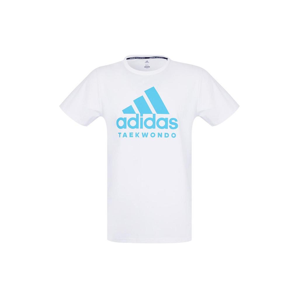 Adidas Letter Logo Printed Breathable Sports Running Crew Neck Short Sleeve T-Shirt American Vintage Men Tops White Blue ADICTT-WBU-1