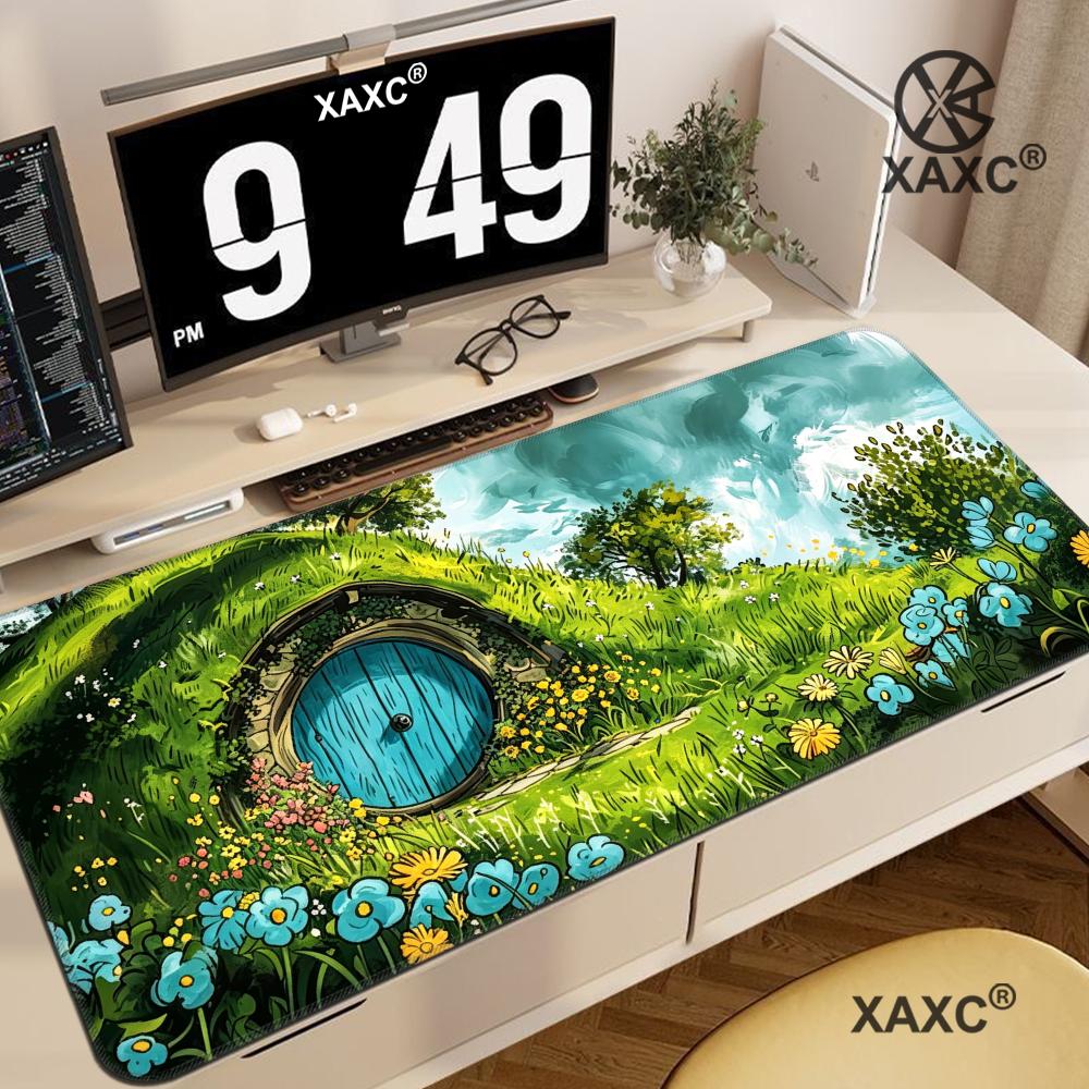 Hobbit Hole Desk Mat HYBXXC Mouse Pad The Shire Mouse Pad Fantasy Desk Mat Desk Mat Aesthetic Larger Gaming Mouse Pad 800x400x2mm