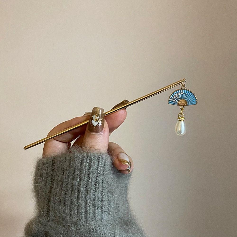 Ancient Headwear Metal Hairpin Hanfu Fan Hair Sticks Chinese Style Headwear Ancient Style Hairpin