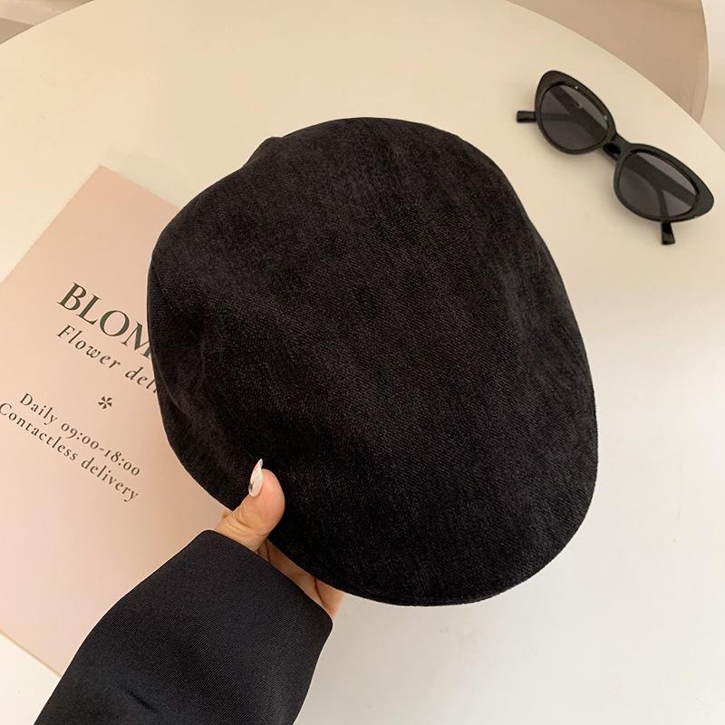 Korean Progressive Hat for Women In Autumn and Winter with Round Face Beret Big Head Circumference Small Newsboy Hat  Reverse Peaked Hat
