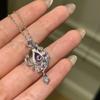 Italian Luxury Necklace with Real Amethyst Perfume Bottle Pendant and Purple Diamond for Women