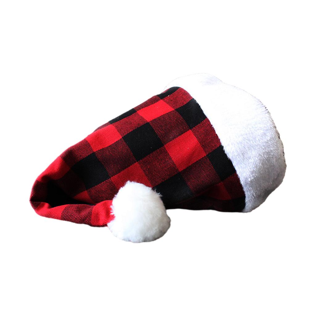 Weihnachts-Samt-Nikolausmütze Unisex Bequem Karomuster Erwachsene & Jugendliche Weihnachtsmütze für Festival Feiertagsparty