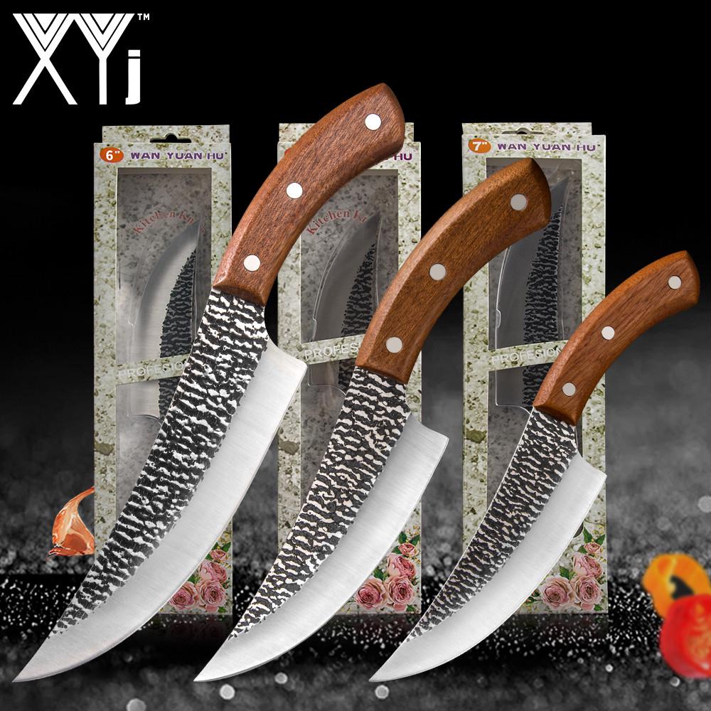 Buy XYj 5" 6" 7" Inch Sliced Boning Kitchen Knife Full Tang Handmade Survival Camping