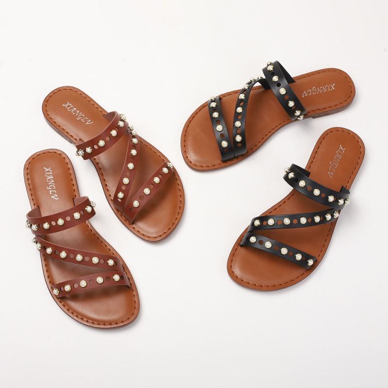 Ethnic Style Outside Wearing Sandals Bohemian Beaded Retro Roman Vacation