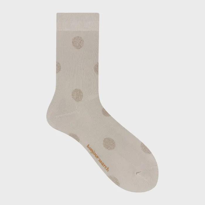 2025 FW_Pearl dot socks_milktea