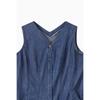Benetton Hidden Button Sleeveless Denim Long Dress Baop93631