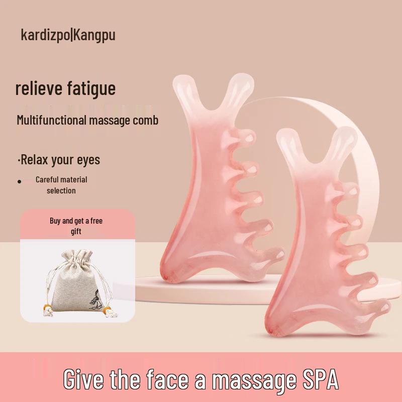 **Girly Pink 4-in-1 Scalp and Face Massage Comb** 1 Comb with Pouch