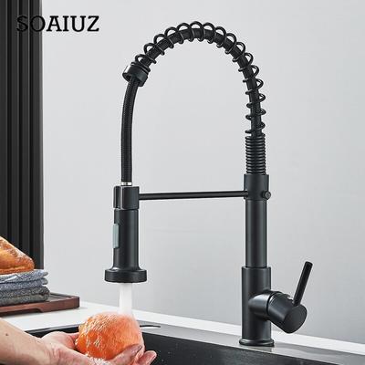 Matte Black Pull Down Kitchen Faucet Chrome Dual Modes Nozzle Hot Cold Water Mixer Crane Tap Brass Spring Kitchen Sink Faucets