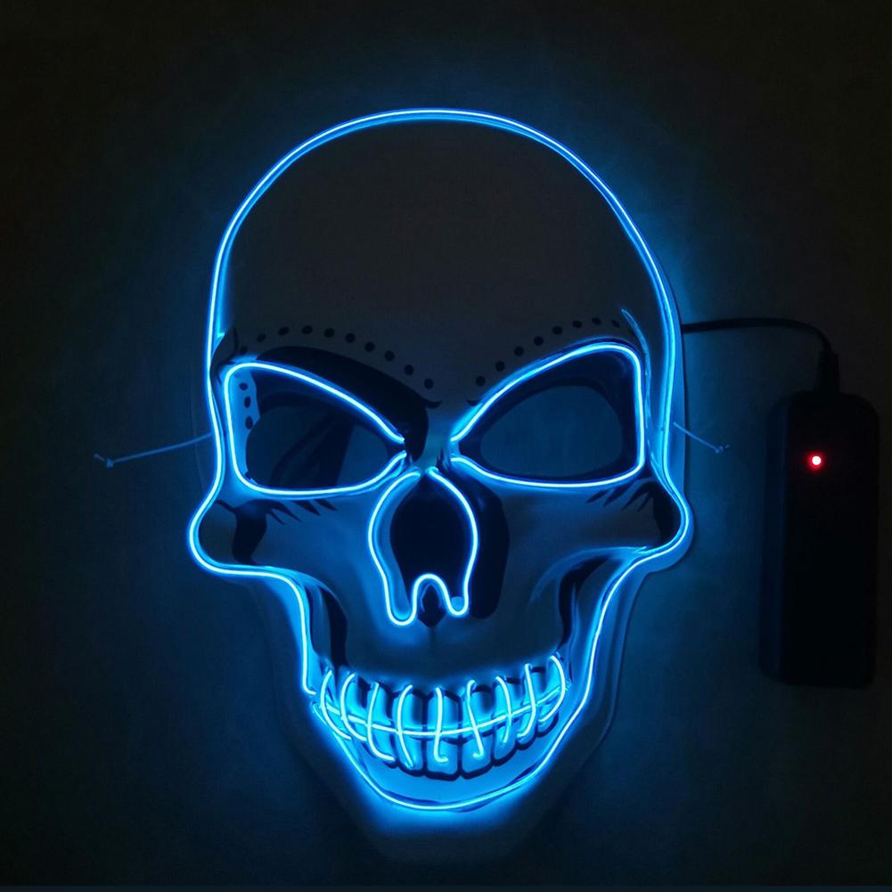 

1Pc Skull LED Mask Masquerade Masks Neon Mask Light Glow In The Dark Mascara Horror Mask Glowing Masker Halloween Party Masque синий