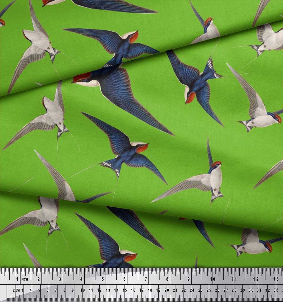 Soimoi Černá japonská krepová saténová tkanina létající datel pták tištěná řemeslná tkanina v metrech 42 palců