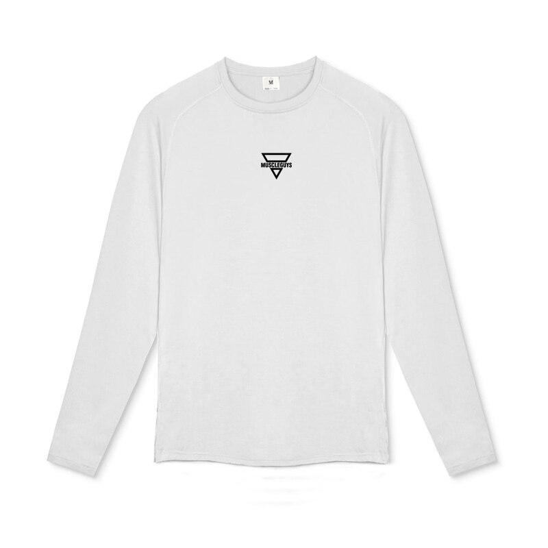 

Muscleguys Новинки Весна и Осень Спортивные Повседневные Тонкие Базовые Футболки Мужская Фитнес-Одежда Молодежные Красивые Топы XXL