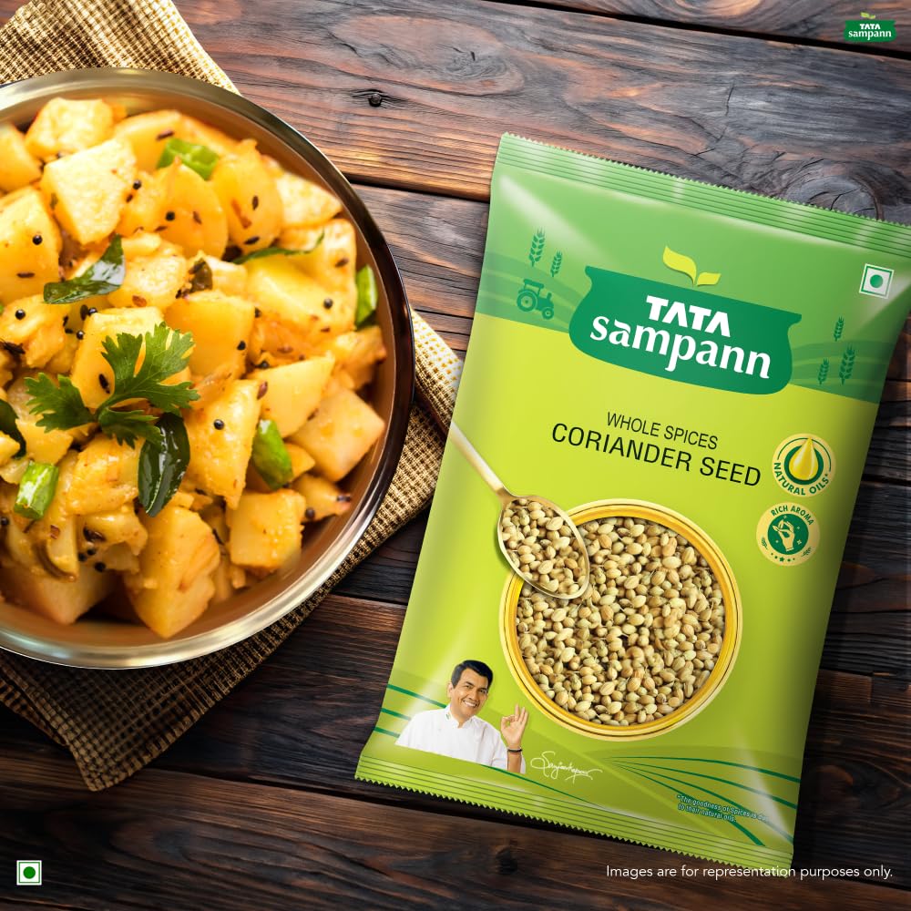 Tata Sampann Whole Coriander Seeds Dhaniya Rich Aroma Natural Oils For Curries Chutneys 100g Pack