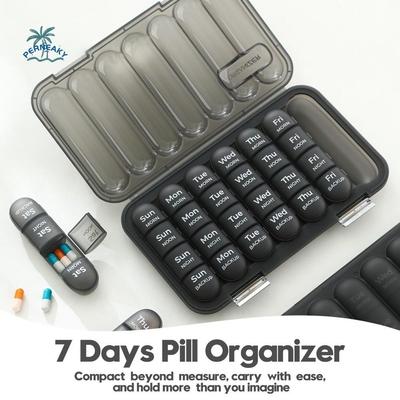 21/28 Grids 7-Day Pill Box Large Capacity Sealed Weekly Pill Organizer Daily Compartments Separate Container Travel Pill Case
